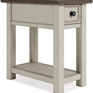 Signature Design by Ashley Bolanburg Farmhouse Chair Side End Table, Light Brown & Whitewash