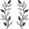 2 Pieces Metal Tree Leaf Wall Decor Vine Olive Branch Leaf Wall Art Wrought Iron Scroll Above The Bed, Living Room, Outdoor Decoration (Pastel Colors)