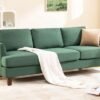 3 Seater Sofa Couch with Deep Seats, 89" Mid Century Modern Upholstered Sofa with Armrests, Comfy Couches for Living Room, Bedroom, Apartment and Office (Green)