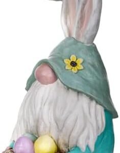 8'' Easter Bunny Gnomes Statue Decoration Easter Egg Gnomes Spring Gifts Garden Bunny Figurines Rabbit Sculpture Tabletop Collectible Statues for Home Garden Yard Patio Easter Theme Party