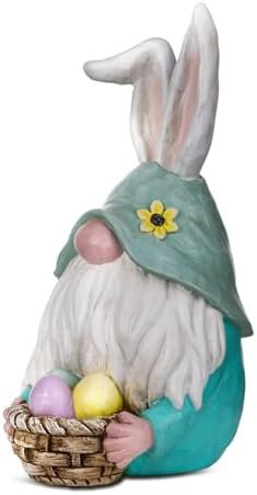 8'' Easter Bunny Gnomes Statue Decoration Easter Egg Gnomes Spring Gifts Garden Bunny Figurines Rabbit Sculpture Tabletop Collectible Statues for Home Garden Yard Patio Easter Theme Party