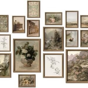 ANERZA 16 PCS Vintage Wall Art Decor, Farmhouse Wall Prints for Bedroom, Rustic Posters for Room Aesthetic, Wall Collage Kit Pictures for Living Room, Cottagecore Dorm Gallery Home Decor