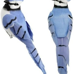 Artificial Birds 5.5-Inch Realistic Blue Jay Feathered Bird Ornaments for Christmas Tree Wreath Crafts Seasonal Display Birdhouses Home Party Decor (2pcs Clip)