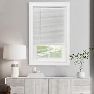 Cordless Light Filtering Mini Blind - 26 Inch Width, 64 Inch Length, 1" Slat Size - Pearl White - Cordless GII Morningstar Horizontal Windows Blinds for Interior by Achim Home Decor