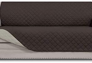 Easy-Going Reversible Couch Cover for 3 Cushion Couch Sofa Cover for Dogs Water Resistant Furniture Protector Cover with Elastic Straps for Pet Cat (Sofa, Chocolate/Beige)