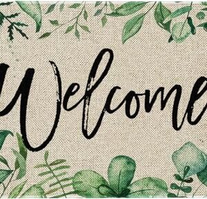 Eucalyptus Floral Welcome Door Mat Celebrate Spring and Summer with Our Indoor/Outdoor Doormat Durable, Non-Slip, 30"x17" Entrance Floor Mat Seasonal Decor with Our Spring Summer Rubber Mats