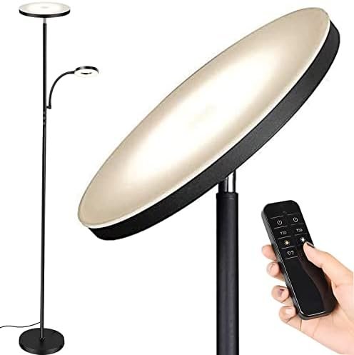 Floor Lamp,Upgraded 42W 3700LM Super Bright LED Torchiere Living Room Lamp with Adjustable Reading Light,Dimmable Modern Standing Lamp with Remote & Touch Control for Room Bedroom Office