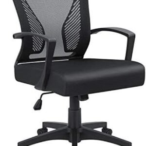 Furmax Office Chair Mid Back Swivel Lumbar Support Desk Chair, Computer Ergonomic Mesh Chair with Armrest (Black)