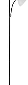 Globe Electric 67135 72" Torchiere Floor Lamp + Adjustable Reading Light, Matte Black, Frosted Plastic Shade, 3-Step Rotary Switch on Socket, Living Room Décor, Reading Light, Home Essentials