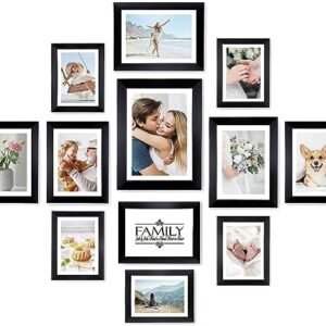 HAMITOR Picture Frames Set for Wall Decor- 12 Pack Gallery Wall Frames Set, Collage Photo Frames Wall Mounting Including One 8x10 / Four 5x7 / Five 4x6 / Two 6x8 Inch- Black