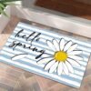 Hello Spring Door Mat Seasonal Decorative Daisy Doormat Non Slip Rubber Backing Outdoor Indoor Entryway Floor Mat Home Decor 17x29 Inch