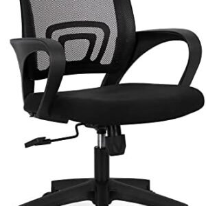 Neo Chair Office Computer Desk Chair Gaming-Ergonomic Mid Back Cushion Lumbar Support with Wheels Comfortable Blue Mesh Racing Seat Adjustable Swivel Rolling Home Executive (Black)