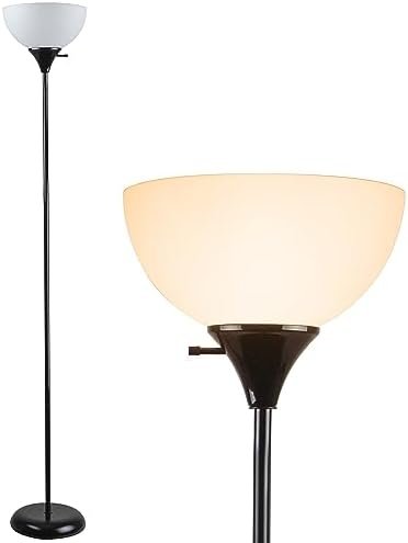 Newhouse Lighting NHFL-CH-BK Charles 71-inch Modern Standing, Torchiere Floor Lamp for Bedrooms, Living Room | Durable Floor Lamp For Home, Office, Reading (Black)