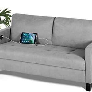 STHOUYN Comfy Loveseat Sofa Small Grey Couch Small Spaces, Small Love Seat Bedroom, Mid Century Modern Couches Living Room Dorm Office, 2 Seater Tufted Sofas, 57”W (Light Grey (Love seat))