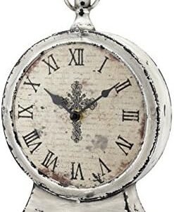 Stonebriar Large 12 Inch Decorative Battery Operated Table Top Clock with Roman Numerals and Antique Finish, 12", Worn White