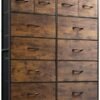 WLIVE Tall Dresser for Bedroom with 12 Drawers, Dressers & Chests of Drawers, Fabric Dresser for Bedroom, Closet, Fabric Storage Dresser with Drawers, Steel Frame, Rustic Brown Wood Grain Print