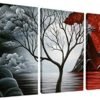 Wieco Art The Cloud Tree Wall Art Oil PaintingS Giclee Landscape Canvas Prints for Home Decorations, 3 Panels