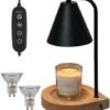 YODEWA Candle Warmer Lamp with Timer and Dimmer Wood Base, Farmhouse Electric Candle Lamps Warmer for Jar Candles Housewarming Gifts New Home Decor for Daughter/Mom/Women - Black