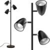 addlon Tree Floor Lamp with 3 Adjustable Rotating Lights and Matching LED Bulbs, Standing Tall Pole Lamps for Living Room, Bedroom, Home, Office - Black