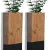 2 Pack Wall Planters for Indoor Plants, Wood Wall Decor for Bathroom, Bedroom Living Room, Modern Farmhouse Wooden Pocket Wall Vases for Dried Flowers and Faux Greenery Plants