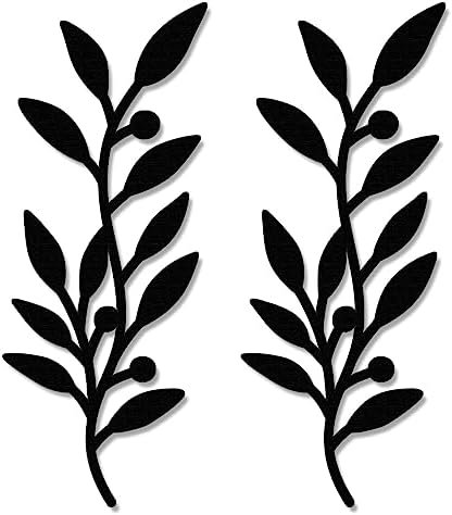 2 Pieces Wooden Vine Olive Branch Leaf Leaf Wall Decor,Farmhouse Signs for Living Room Decoration (Black)