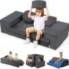 2024 New 11pcs Modular Kids Play Couch, Kids Couch Building Fort, 10s Instant Rebound, Foam Couch for Kids, Versatile Kid Couch for Bedroom Playroom, Stylish Baby Boy Girl Gifts, Space Grey