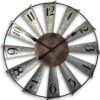 24inch Windmill Distressed Metal Wall Clocks Rustic Large Decorative Clock Oversized Farmhouse Decor,Non Ticking,Battery Operated