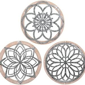 3 Pieces Thicken Farmhouse Wall Decor Rustic Wood Round Wall Art Hanging Decoration for Living Room Bedroom Home Indoor Outdoor Office Apartment Size 11.8 * 11.8in