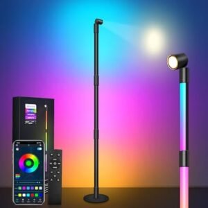 3 Section 360°Rotating Floor Lamps RGB+Warm White LED Floor lamp Music Synchronization Remote/APP Control for Reading, Gaming, Bedroom, Desktop, Interior Decoration