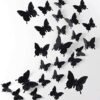 3D Butterfly Wall Decor, 48PCS Removable Mural Stickers Wall Stickers Decal for Home and Room Decoration (Black) (Black)