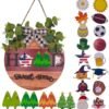 3D Interchangeable Home Sweet Home Sign with 4 Seasonal and 21 Changeable Icons for Holidays, Hanging Wooden Welcome Sign for Front Door Decor(12"x12"x0.6")