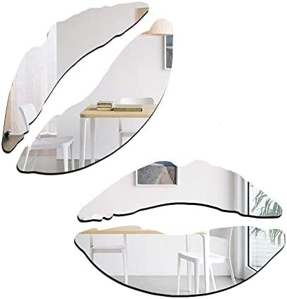 3D Wall-Mounted Mirrors Home Wall Decor Acrylic Mirror Wall Stickers Wall Decorations for Living Room Bedroom Home Decor Wall Decals（2 Sets Lip Stickers）