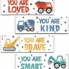 4 Pieces Construction Vehicles Decor Kids Room Wall Decor Wooden Sign - Motivational Wall Art For Kids Room Nursery Playroom Classroom(Sign-01)