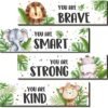 4 Pieces Jungle Animals Wall Art Decors - Motivational Wall Art，Jungle Animals Wooden Hanging Wall Prints Plaques，Jungle Animals Room Decor for Boys Room