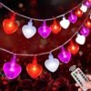 45 LED Battery Operated Heart String Lights for Valentines Decorations, Red Pink White Romantic Battery Valentines Lights for Indoor Outdoor Decor Home,Bedroom,Patio,Balcony Party (8 Modes)