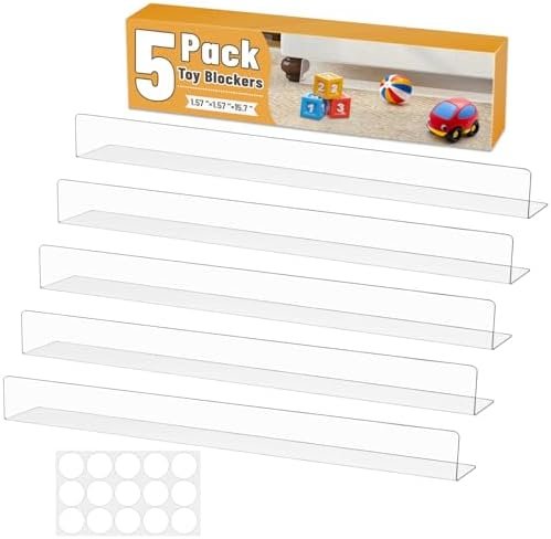 5 Pack Under Couch Blocker, 16”L x 1.6”H Under Bed Blocker PVC Clear Toy Blockers for Preventing Things from Going Under Sofa Furniture Floors