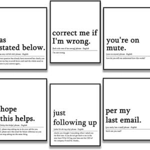 6 PCS Office Decor for Women Men Home Office Wall Accessories - 8 x 10 inches Funny Quotes Coworker Gifts Aesthetic Room Decor - Unframed (Spelled wrong words already corrected)