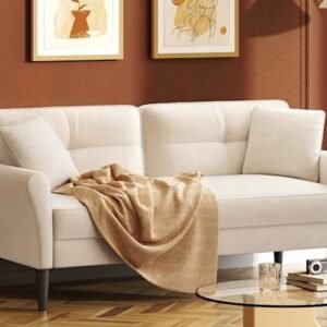 69" White Couch, Loveseat Sofa, Couches for Living Room, Comfy Sofas for Living Room 3min No Tool Fast Assembly, Small Couch for Bedroom, Modern Velvet Sofa Couch for Apartment Office