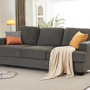 89 Inch Sofa, Comfy Sofa Couch with Extra Deep Seats, Modern Sofa- 3 Seater Sofa Couch for Living Room Apartment Lounge, Grey Chenille