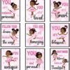 9 Pcs Black Ballerina Wall Decor Black Toddler Girl Wall Art Motivational African Little Girls Pink Room Decor for Positive Pink Bedroom Wall Decor Ballerina African American Toddler Quotes Posters