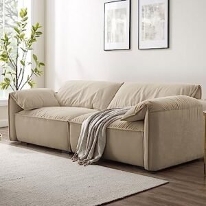 94.5" Oversized Loveseat Sofa，Contemporary Deluxe Comfort Living Room Sofa Couch, Easy to Assemble, Flaxen