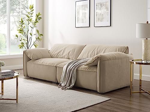 94.5" Oversized Loveseat Sofa，Contemporary Deluxe Comfort Living Room Sofa Couch, Easy to Assemble, Flaxen