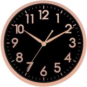 AKCISOT Wall Clock 10 Inch Rose Gold Modern Wall Clocks Battery Operated - Analog Small Silent Non Ticking Clock Decorative for Living Room, Office, Bedroom, Bathroom, Kitchen