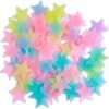 AM AMAONM 100 Pcs Colorful Glow in The Dark Luminous Stars Fluorescent Noctilucent Plastic Wall Stickers Murals Decals for Home Art Decor Ceiling Wall Decorate Kids Babys Bedroom Room Decorations