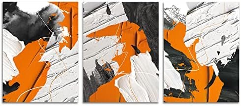 Abstract Canvas Wall Art for Living Room Modern Abstract Artwork for Home Wall Decor Orange Abstract Canvas Pictures Printed Art Bedroom Decorations 3 Panels Ready to Hang S