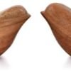 Acacia Wood Bird Statues Set Home Décor Bird Sculpture for Living Room, Bathroom, Office Modern Style Birds Decorative Ornaments (Set of 2) (4.5" x 2" x 2.5")