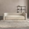 Acanva Luxury Modern Tight Curved Back Velvet Sofa, Minimalist Style Comfy Couch for Living Room Apartment, Cream 3 Seater