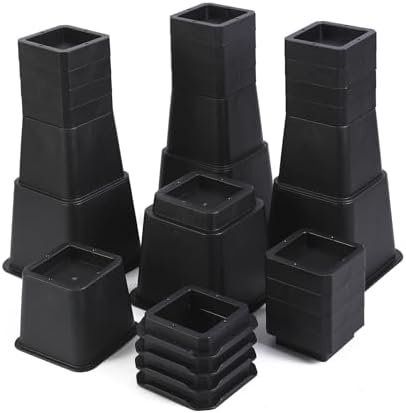 Adjustable Bed Furniture Risers - Elevation in Heights 1,2,3,4,5,6,7,8,9,10to 12 Inches Heavy Duty Risers for Sofa and Table, Bed Lifts Risers Pack of 16,Supports up to 2000 lbs (1-12inch)