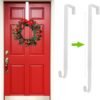 Adjustable Wreath Hanger for Front Door, Wreath Door Hanger Front Door Wreath Hook from 15" to 25" for Christmas Halloween Autumn Front Door Wreath Decorations, White