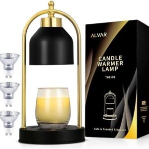 Alvar Candle Warmer Lamp, Electric Candle Lamp Warmer, for Mom, House Warming Gifts New Home Bedroom Decor Dimmable Wax Melt Warmer for Scented Wax with 3 Bulbs